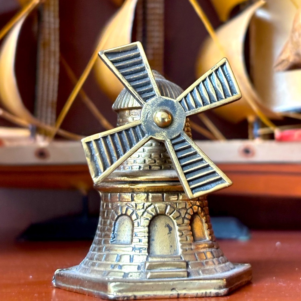 Vintage Brass Windmill Figurine